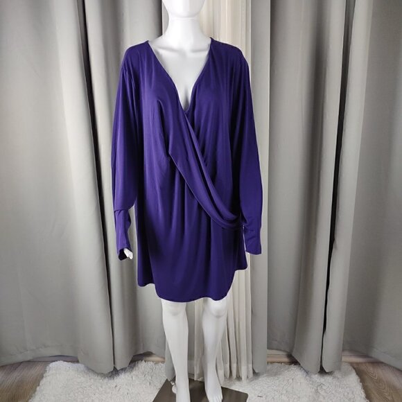 Jason Wu Tops - J Jason Wu Women's Purple V Neck Crossover Long Sleeve Blouse Size 5X